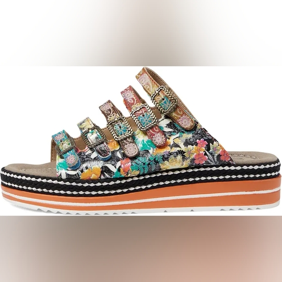 NWT L'Artiste Spring Step Zazzera Sandals Floral Leather Size EU 37/ US 6.5 - Picture 3 of 13